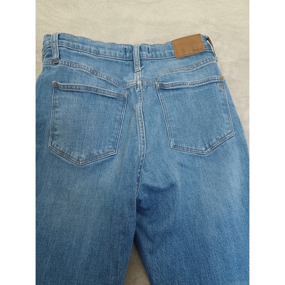 Madewell Jeans Sz 27  High Rise Slim Straight Crop Boyjean Fray Hem Raw Distress - Picture 4 of 14